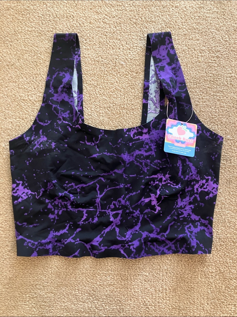 Cheek Boss Purple Marble Sports Bralette - Women's Support